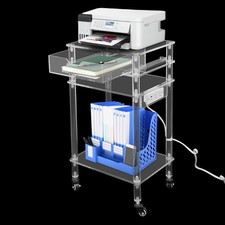 3-tier Acrylic Printer Stand, Printer Stand with a Drawer & Wheels 44.09lbs Load picture