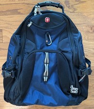 SwissGear 1900 ScanSmart Laptop Backpack Black & Blue Airflow Multi Zip Pockets picture