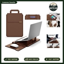 Brown 14 Inch Laptop Sleeve with 2 Stand Modes & Mouse Pad Convenience picture