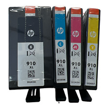 4 PACK HP GENUINE 910XL BLACK & COLOR INK OFFICEJET 8012e, 8014e, 8015 picture