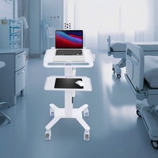 Mobile Computer Cart Medical Rolling PC Stand Desk Workstation Wheel Adjustable picture