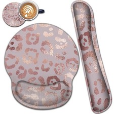 Ergonomic Memory Foam Mouse Pad Keyboard Wrist Rest Rose Gold Leopard Print picture