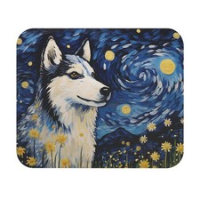 Starry Night Husky Dog Mouse Pad, Creative Desk Accessory, Gift for Animal  picture