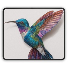 Colorful Hummingbird Illustration Gaming Mouse Pad | Vibrant Bird Art picture