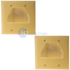 2x Wall Plate 2 Gang Recessed Low Voltage Cable Ivory picture