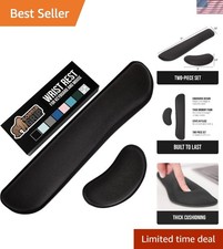 Comfortable 2-Piece Memory Foam Keyboard & Mouse Wrist Rests - Black Design picture