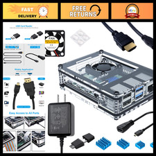 Miuzei Case for Raspberry Pi 4 with Fan, USB-C Power Supply 4 Pcs Heatsinks picture