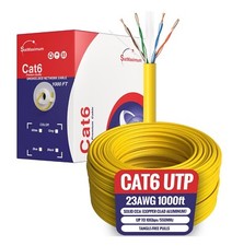 1000FT CAT6 Yellow Ethernet Cable UTP Solid CCA 23AWG RJ45 LAN Network Bulk Wire picture