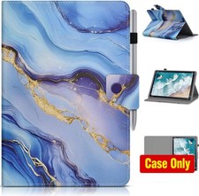 Case for 10.1 Inch Tablet, PU Leather, Blue Marble Design picture