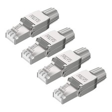 VCELINK RJ45 Cat6A Connectors Tool-Free Reusable Shielded Ethernet silver  picture