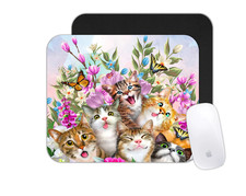 Custom Mouse Pad Funny Faces Cute Kitten Office Computer Desk Mat Cat Lover Gift picture