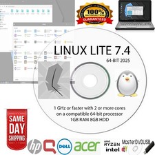 Linux Lite 7.4 64-bit Bootable DVD Installer – Revive Your Old PC Fast Shipping picture
