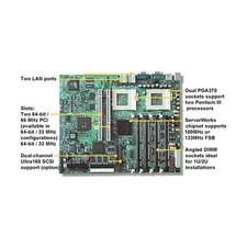 Tyan S2510U3NG Dual socket 370 motherboard. ServerWorks ServerSet III LE chipset picture
