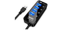 USB 3.0 Hub Splitter 4 Ports High Speed On Off Switch Smart Charging Port LED 5G picture