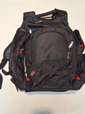 Elleven Black/Red Solid Laptop Backpack Padded Compartment Zipper Pockets 18 in picture