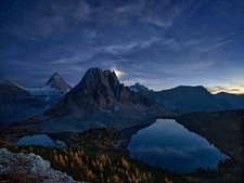 Landscape canada starry night mountains lake forest fall Custom Gaming Mat Desk picture