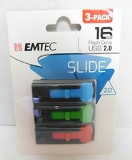 Emtec Slide 16GB USB 2.0 3-Pack Flash Drives Thumb Drive Laptop PC picture