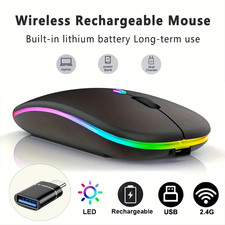 Wireless Rechargeable Mouse With LED Backlight Bluetooth With Type-C Adapter picture