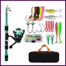 Kit completo de caña de pescar con caña telescópica y carrete giratorio picture