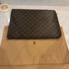 Louis Vuitton Document Laptop Case Sleeve Monogram Canvas Brown Leather LV Logo picture