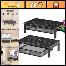 2 Pack Adjustable Monitor Stand Riser with Metal Drawer - Ergonomic Height Optio picture