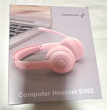 JIAMQISHI EH02 Wireless Bluetooth On-Ear Headset Noise Cancel Boom Mic Pink picture