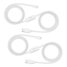 2Pcs 6.6FT 5V USB Type C with On Off Switch Extension Cable, USB-Type C White picture
