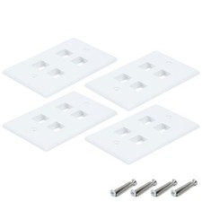 4x 4 Port Hole Wall Plate Keystone Jack Insert Cat6 Cat5e Ethernet 1-Gang White picture