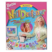 1998 Barbie Nail Designer CD Rom Windows 95 Game E Printable Nail Stickers 90s  picture