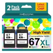 67XL Black High Yield Ink Cartridge for HP 67 - 2755e 2700 6055e picture