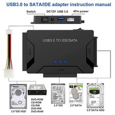 USB 3.0 to IDE & SATA Converter External Hard Drive Adapter Kit 2.5