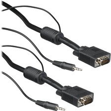 100ft Premium VGA Male to Male Gold-plated Cable with 3.5mm Audio Jack picture