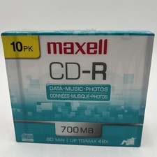 Maxell CD-R 10 Pack 700MB 80 Min 48x Blank Recordable Discs Music Data NEW picture