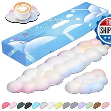JIKIOU Leather Cloud Wrist Rest with Cup Pad for Keyboard Mouse picture