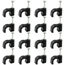 200 PCS 6mm Nail In Cable Clips Black Ethernet Tacks For RG6 CAT6 Management picture
