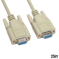 25FT DB9 9 Pin RS232 Serial Port Female to Female PC Cable Cord Molded Ivory picture