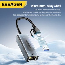 Essager 2-in-1 Ethernet Adapter USB-A/Type-C to RJ45 Network Card 1000Mbps picture
