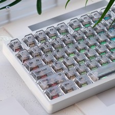 GUUKEY Frosted Translucent Keycaps Set, White Crystal Clear 115 Keys Cherry P... picture