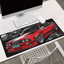 1pc Red Sports Car Gaming Mouse Pad - Large Rubber Desk Mat with Anti-Slip Bas picture