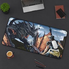 Desk Mat&Mouse Pad:Skyrim, ElderScrollsV,Dragon vs Dragonborn,FanArt picture