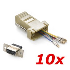 10 Pack - DB9 9-Pin Serial RS232 Female to RJ45 Female Modular Adapter Converter picture