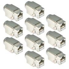 10x CAT6A RJ45 Networt LAN Ethernet 8P8C Shielded Keystone Jack 110 Punch Down picture