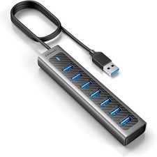 USB 3.0 Hub, 7-Port USB Extender Hub with 3.3FT Long Cable, USB Splitter, Alu... picture