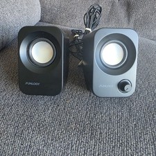 Funlogy Computer Speakers 14W USB Powered AUX Cord Stereo Desktop Speaker Black picture