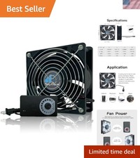 Computer Fan with AC Plug, 120mm Variable Speed Axial Muffin PC Fan with Cont... picture