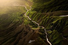 Landscape nature aerial view river stream mountains Custom Gaming Mat Desk picture