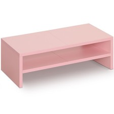 20 inch Pink Monitor Riser Stand - 2 Tiers, Wood Desktop Bookshelf. picture
