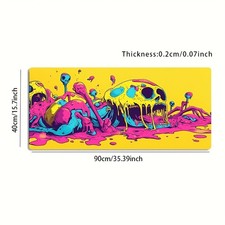 1pc Large-sized Esports Gaming Mouse Pad with Color-blended Skull Art Pattern, picture