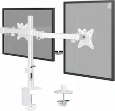Mount-It Dual Monitor Mount Arm for Desk, Full Motion White Steel 17-32 In picture