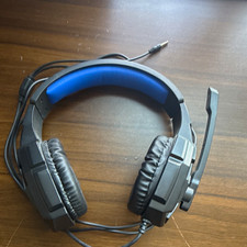 Wired Over-Ear Computer Headset w/ Boom Mic 3.5mm Adjustable Black/Blue picture